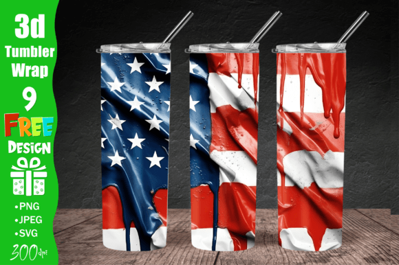 3D American Flag Tumbler Graphics & Crafts