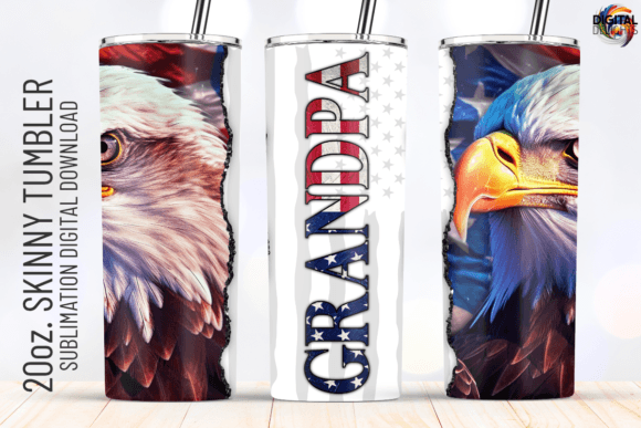 4th July Grandpa Eagle US Flag Tumbler: Graphics & Crafts for Local Business
