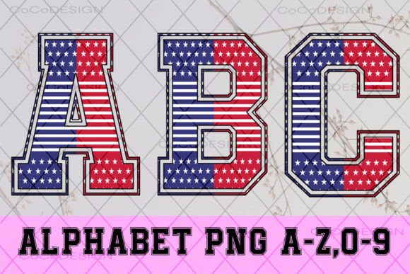 American Flag Alphabet Font: Graphics for Crafts & Small Business Branding