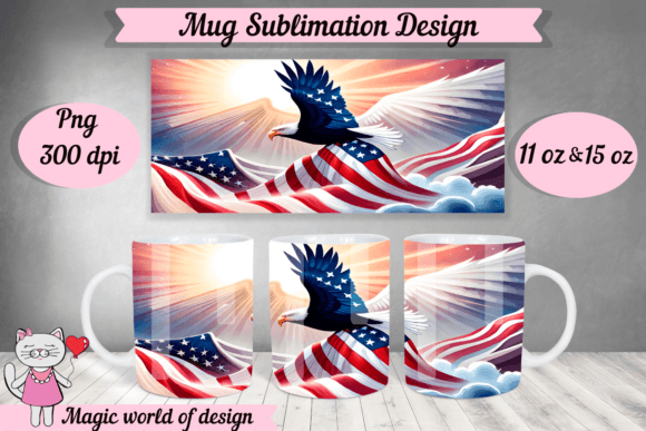American Flag Eagle Mug Sublimation Png