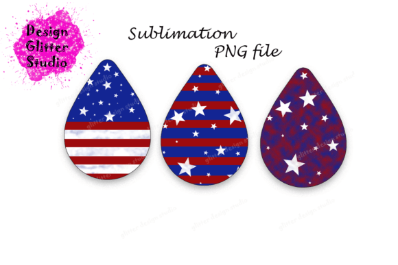 American Flag Teardrop Earrings PNG: Graphics for Crafts