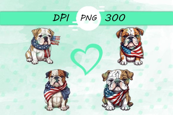 American Flag With Bulldog Scarf Graphics