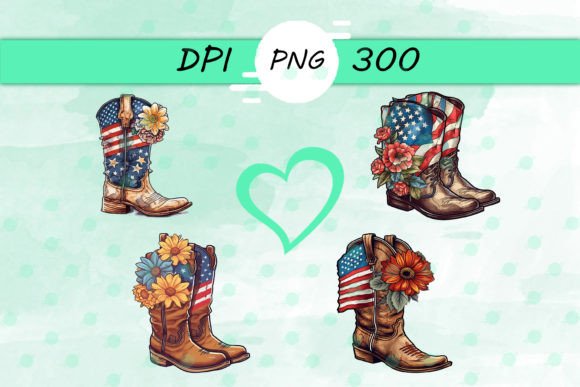 American Flag with Cowboy Boots PNG for Graphics and Crafts
