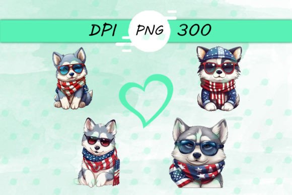 American Flag with Husky Sticker