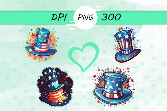 American Flag with Magic Hat Sticker: Graphics & Crafts for Digital Publishing
