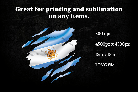 Argentina Ripped Flag PNG for Graphics and Crafts