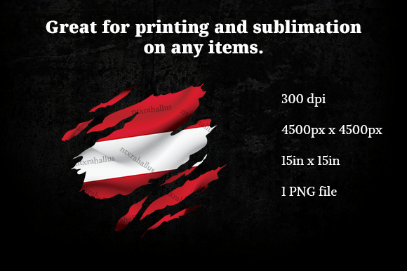 Austria Ripped Flag PNG for Graphics and Crafts