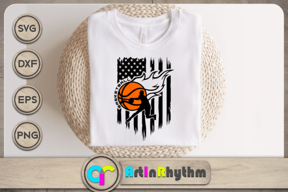 Basketball America Flag Graphics for Crafts