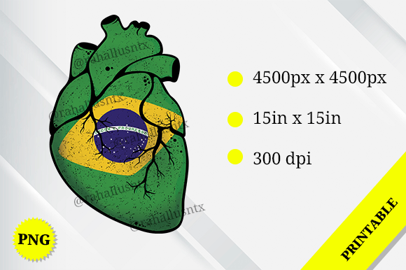Brazil Heart Flag Graphics for Crafts