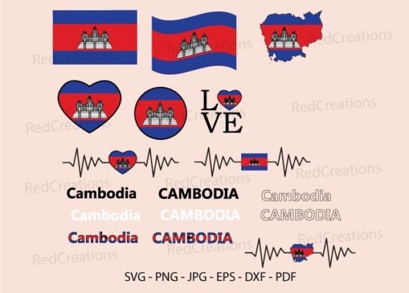 Cambodia Flag Bundle Svg, Love, Waving