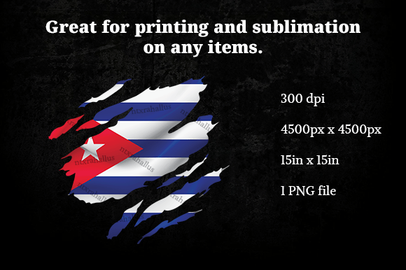 Cuba Ripped Flag PNG for Crafts and Graphics