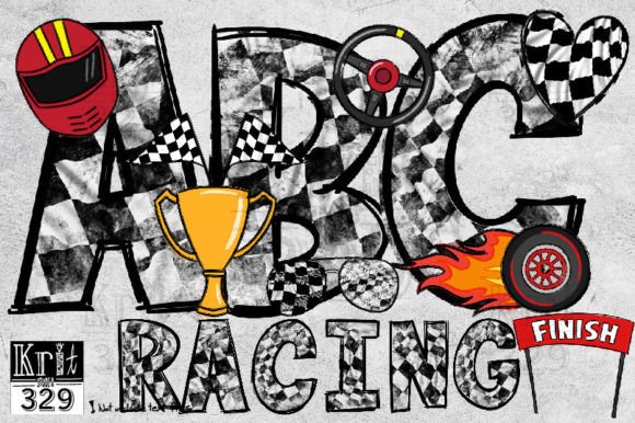 Dirt Checkered Racing Flag AlphabetFont: Graphics for Crafts
