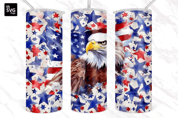 Eagle American Flag Tumbler Sublimation Graphics