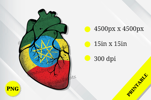 Ethiopia Heart Flag Graphics for Crafts