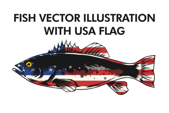 Fish Vector Illustration with USA Flag