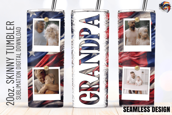 Grandpa US Flag Photo Tumbler Wrap: Graphics and Crafts in One