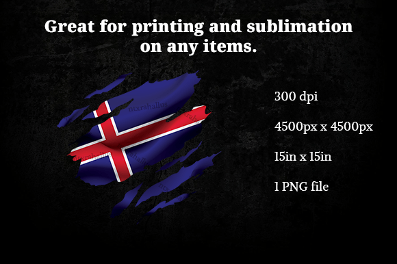 Iceland Ripped Flag PNG Graphics