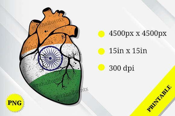 India Heart Flag: Graphics for Crafts