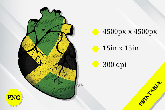 Jamaica Heart Flag Graphics for Crafts Projects
