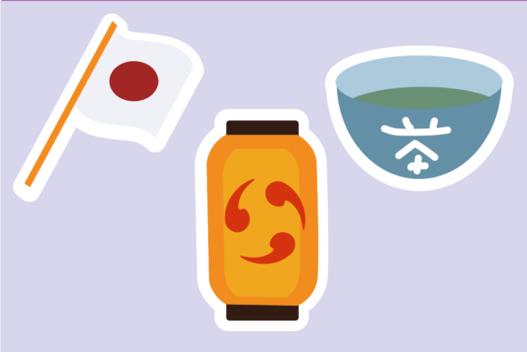 Japan Flag Icon Stickers: Graphics for Crafts and Content