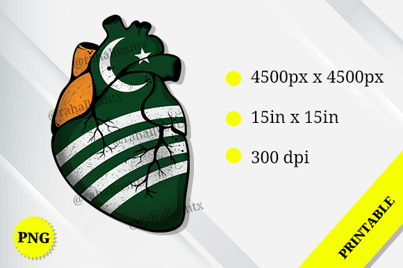 Kashmir Heart Flag Graphics for Crafts