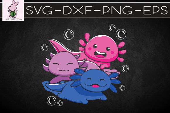 Kawaii Axolotl Pile Bisexual Pride Flag Graphics