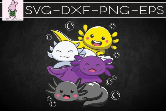 Kawaii Axolotl Pile Nonbinary Flag Graphics