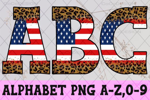 Leopard American Flag Alphabet Font: Graphics & Crafts