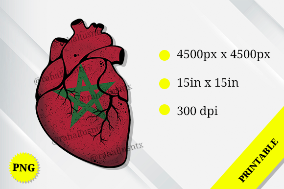 Morocco Heart Flag Embroidery Design