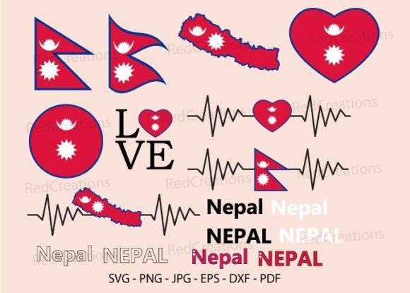 Nepal Flag Svg Bundle: Graphics & Crafts