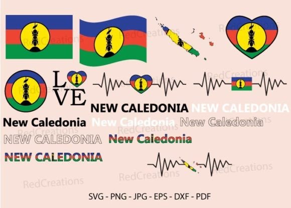 New Caledonia Flag Bundle Graphics Crafts