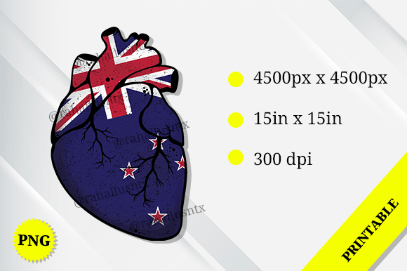 New Zealand Heart Flag Graphics for Crafts