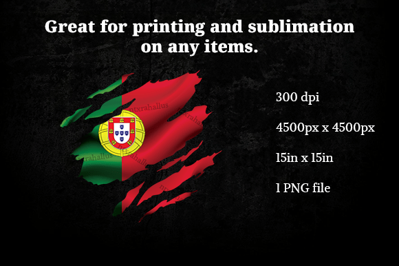 Portugal Ripped Flag PNG for Crafts and Graphics