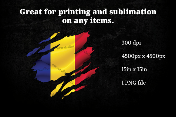 Romania Ripped Flag PNG for Graphics and Crafts