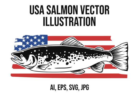 Salmon with USA Flag Graphics and Crafts