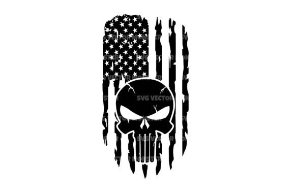 Skull American Distressed Flag Svg