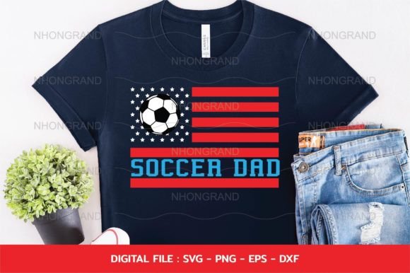 Soccer Dad Svg with America Flag Shirt