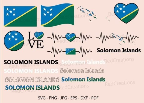 Solomon Islands Flag Svg Bundle, Waving
