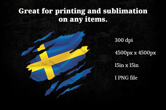 Sweden Ripped Flag PNG for Graphics and Crafts