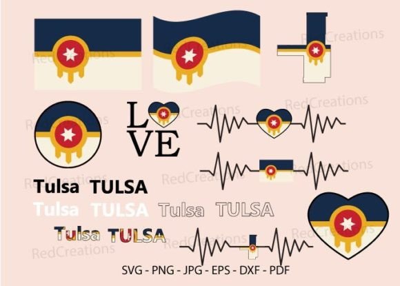 Tulsa Flag Svg Bundle, Graphics & Crafts