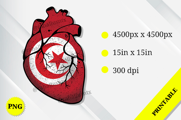 Tunisia Heart Flag Embroidery Design
