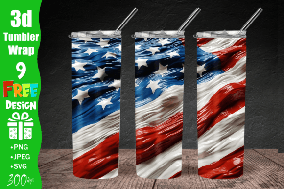 USA Flag Tumbler Wrap, American Flag PNG