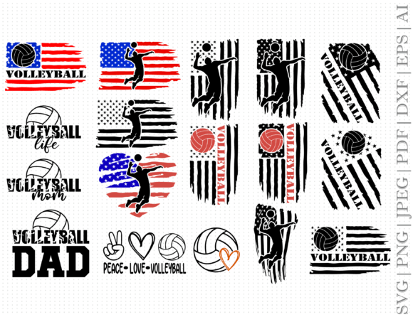 Volleyball Flag Bundle SVG: Graphics for Crafts