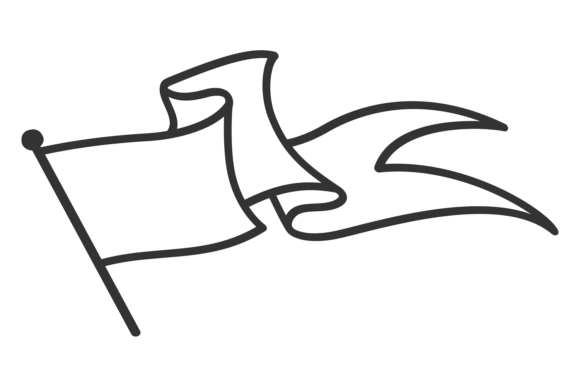 Waving Flag Banner Line Icon. Graphics & Crafts