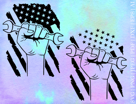 Wrench in Hand Flag SVG: Graphics for Crafts Projects